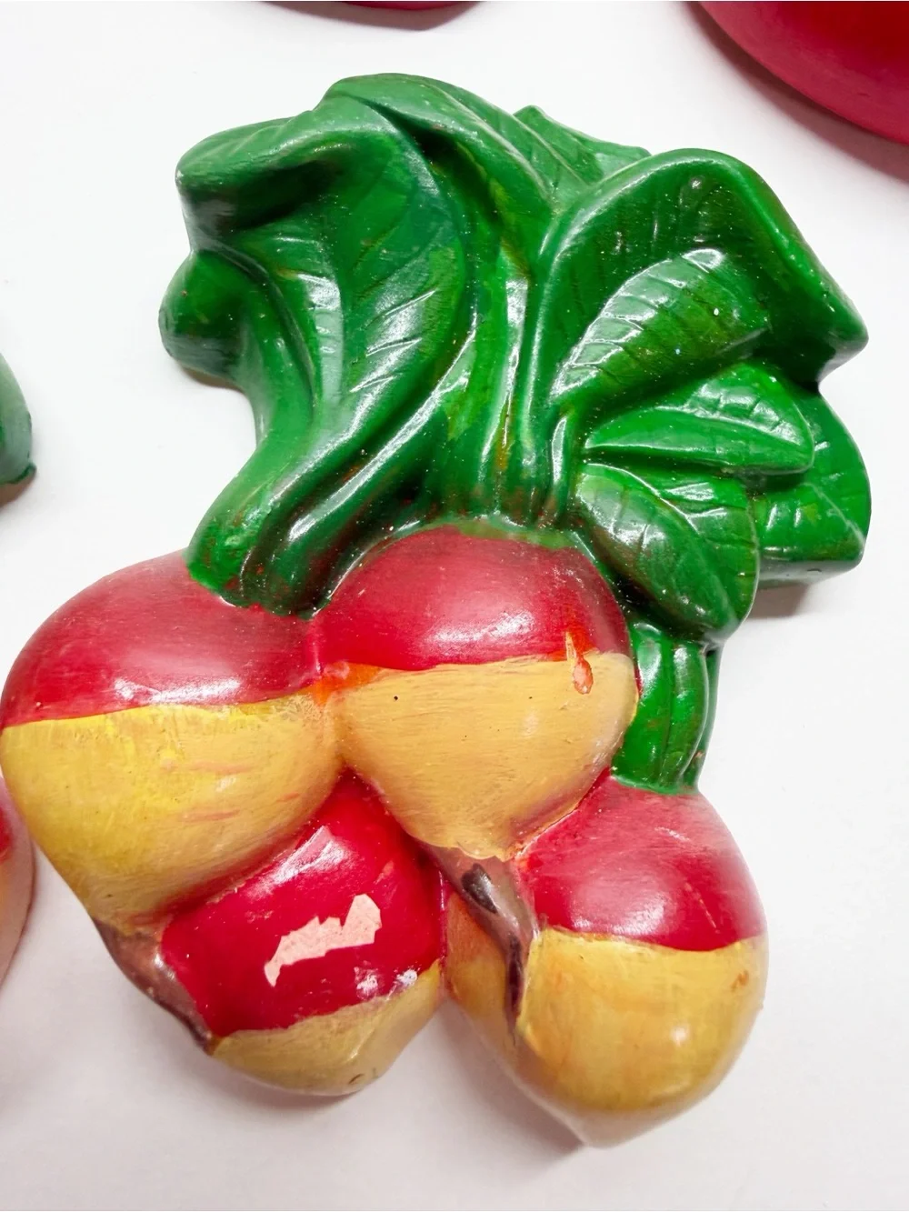 Vintage MCM Chalkware Fruits Vegetables Wall Art
